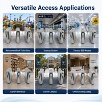 Tourniquet à barrière rabattable avec contrôle d'accès RFID, code QR et reconnaissance faciale pour salle de sport et bureau, en acier inoxydable 304, certifié CE, OEM, garantie 1 an