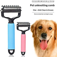 Peigne démêlant manuel en acier inoxydable pour le toilettage des chats et des chiens, avec des dents sûres pour démêler et éliminer les nœuds/cheveux emmêlés