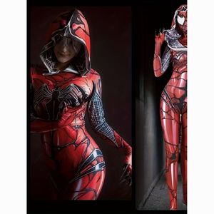 Traje de cosplay de superhéroe Venom <span class=keywords><strong>Gwen</strong></span> <span class=keywords><strong>Spider</strong></span>-Man para mujer, mono con capucha, disfraz de Halloween para escenario y baile IM095W - Product Image 5