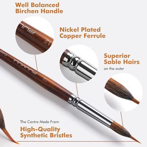 Giorgione Custom Logo 6 pz professionale <span class=keywords><strong>acquerello</strong></span> pennello allungata ago punta Sable <span class=keywords><strong>per</strong></span> il corpo <span class=keywords><strong>per</strong></span> dettagli fini - Product Image 4