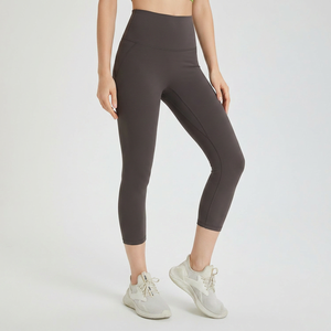 Wholesale High <b>Waist</b> Hip Lift Capri Length Yoga Leggings <b>Women</b> Buttery Soft Compression <b>Cropped</b> <b>Trousers</b> for Running Sports - Product Image 4