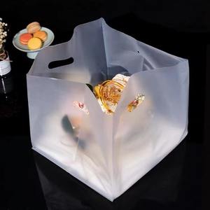 Custom Transparant Frosted Poly Plastic Boodschappentassen Brood Pack Ldpe <span class=keywords><strong>Bag</strong></span> Gestanst Plastic Afhaalzak Met Handvat - Product Image 2