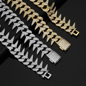 Ougepheli 22มม. ฮิปฮอปเย็น CZ zircon <span class=keywords><strong>หนาม</strong></span>ปก de cadena Cubana eslabano สร้อยคอ Miami cuban Link Chain - Product Image 5