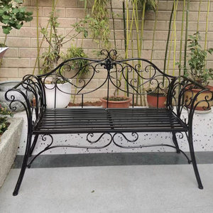 Fauteuil double élégant en <span class=keywords><strong>fer</strong></span> <span class=keywords><strong>forgé</strong></span>, banc <span class=keywords><strong>de</strong></span> <span class=keywords><strong>jardin</strong></span>, chaise longue d'extérieur pour balcon et patio, style campagnard américain, démontable - Product Image 2