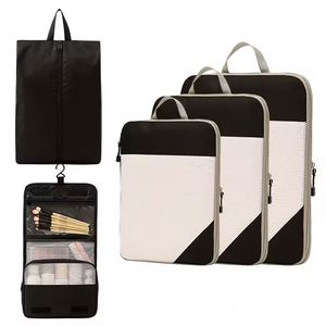 Sacs de rangement de voyage pliables à compression 5 pièces en polyester, durables, grande capacité, portables, avec fermeture éclair, option logo personnalisé - Product Image 3