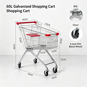 340L Grocery <b>Cart</b> Large Capacity Supermarket Trolley Heavy Duty Wire Mesh Silent Caster Rolling <b>Wheels</b> Retail Use Set Kit - Product Image 4
