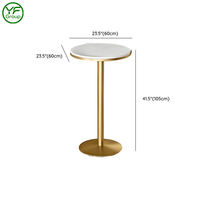 Table haute de bar avec plateau rond en marbre multicolores personnalisable et base en métal