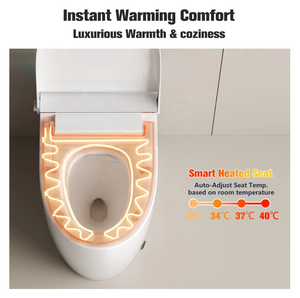 Inodoro Inteligente <span class=keywords><strong>MUBI</strong></span> Versión Simple con Sifón en <span class=keywords><strong>S</strong></span> Alargado, Inodoro Sanitario de Cerámica, WC Eléctrico Automático con Bidé Inteligente - Product Image 3