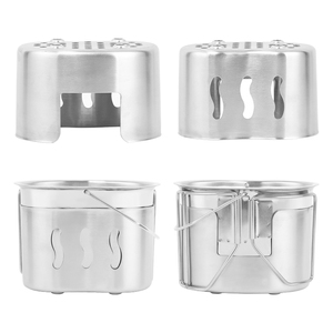 Edelstahl Kantine Kochgeschirr Set <span class=keywords><strong>Camping</strong></span> Holzofen Set <span class=keywords><strong>Outdoor</strong></span> <span class=keywords><strong>Camping</strong></span> Wasser flasche Herd für <span class=keywords><strong>Camping</strong></span> Wandern Back packing - Product Image 5