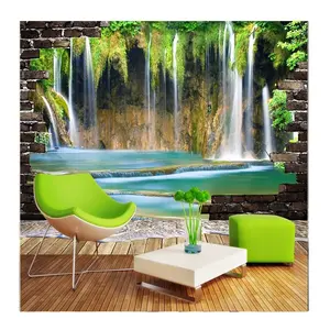 KOMNNI Custom 3d Wall Murals Mountain Waterfalls Wallpaper Running Water Picture Wallpapers For Living Room