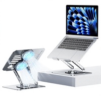 Support d'ordinateur portable réglable avec rotation à 360°, support pliable en métal pour ordinateur portable et tablette avec ventilateur de dissipation thermique