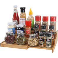 Support de rangement multifonctionnel pour la cuisine en bois de bambou, présentoir à épices à 3 niveaux, organisateur