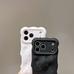 Coque souple 3D élégante effet météorite pour iPhone Air 12 13 14 15 16 17 Pro Max, motif points d'encre colorés, bord ondulé et froissé - Product Image 2