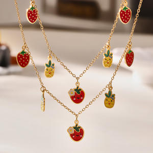 Juego de Joyería de Fresa y Piña para Dropshipping en Shopify, Collar, Pulsera, Tobillera y Aretes de Acero Inoxidable, Regalo para Niñas - Product Image 4