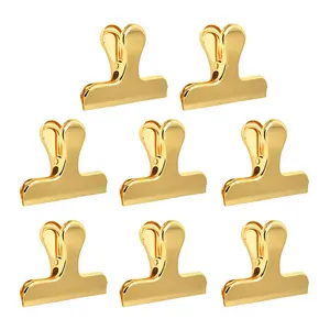 Factory wholesale high quality Brass Bulldog Clips Gold Duckbill Metal Paper Binder Clips For Office Bill Ticket