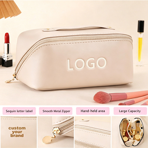 Borse per il Trucco Personalizzate all'Ingrosso, <span class=keywords><strong>Impermeabili</strong></span>, Portatili, Ecologiche, in Pelle PU, Organizer da Viaggio per Cosmetici con Cerniera - Product Image 3