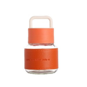 Mini Botella de Agua de Vidrio con Asa, Portátil, para Viaje, con Tapa, Opciones de Color Naranja, Blanco, Rosa y Negro - Product Image 4