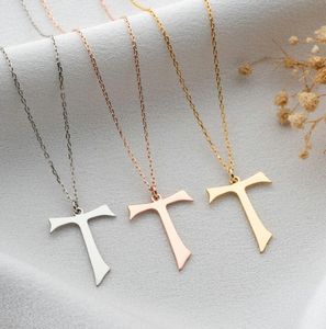 Collana con Croce <span class=keywords><strong>Tau</strong></span> di Alta Qualità in Acciaio Inossidabile 316L, Gioielli Religiosi Ispirati a San Francesco, Ciondolo Cristiano Minimalista - Product Image 2