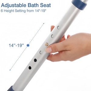 Tabouret de douche réglable en alliage d'aluminium avec siège pivotant pour personnes âgées et handicapées, équipement de sécurité pour salle de bain 32x32cm - Product Image 4