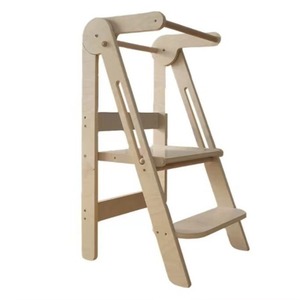 Children's Solid Wood <b>Step</b> <b>Stool</b> With Armrests Foldable Kitchen Chair For <b>Toddlers</b> Minimalist Design Natural Color - Product Image 5