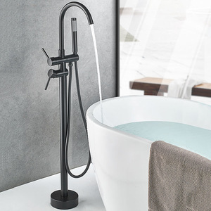 Bain <span class=keywords><strong>de</strong></span> douche sur pied en laiton doré, robinet d'<span class=keywords><strong>eau</strong></span> froide et chaude, baril vertical en <span class=keywords><strong>bois</strong></span>, seau et colonne, robinet <span class=keywords><strong>de</strong></span> douche - Product Image 2