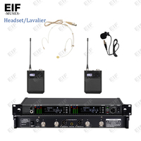 Sistema de Micrófonos Inalámbricos UHF de Doble Canal EIF Muses, Micrófonos de Mano, Sensor Infrarrojo, Control de Volumen y Silencio, Batería AA Negra