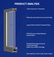 Fenêtres d'image en aluminium acoustiques de l'eau personnalisées double fenêtre en verre pour immeuble de bureaux et escalier