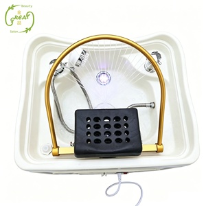 Lujoso <span class=keywords><strong>Lavacabezas</strong></span> Portátil Blanco para Spa, Equipo de Terapia Capilar con Dos Tanques de Agua para Gimnasios, Spas y Salones de Belleza - Product Image 3
