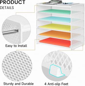Mesh Paper Organizer Storage for Desk Accessories Workspace Organizers 6 Tier Letter <b>Tray</b> Desk Organization for Office White - Product Image 3