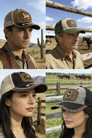 Gorra Trucker Richardson Unisex con Diseño 3D de Sillín de Cobre, Malla y Bordado Estilo Vaquero Occidental, Ideal para Pesca y Actividades al Aire Libre