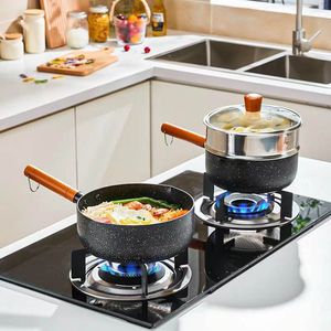 Japanese Snow Flat Pot Non-Stick Small Saucepan With Lid For Induction And Gas Stoves 1.5L Cooking Noodles Porridge Milk - Product Image 2