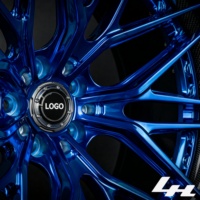 Jantes forgées modulaires 2 pièces 18-22 pouces avec logo personnalisé, lèvre en carbone bleue, design Deep Dish pour VW Golf