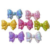 Breloques en résine nacrées dégradées en forme de nœud, très populaires - Embellissements brillants multicolores en forme de nœud pour coques de téléphone DIY et pinces à cheveux