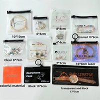 Sacs d'emballage cosmétiques et bijoux en PVC transparents personnalisés durables avec fermeture éclair, pochettes de luxe imprimées pour petits bijoux et boucles d'oreilles
