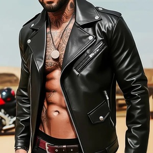 <span class=keywords><strong>Blouson</strong></span> <span class=keywords><strong>moto</strong></span> en <span class=keywords><strong>cuir</strong></span> PU pour homme, motif cœur, coupe ample, fermeture éclair – Style transfrontalier européen et américain - Product Image 4
