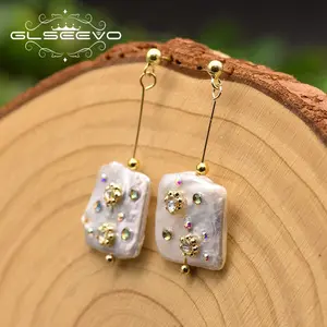 925 Sterling Silver Geometric Baroque White Pearl Earrings For Women Engagement Luxury Jewellery