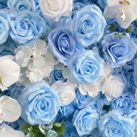 Toile de fond murale NINI en tissu patchwork bleu et blanc à motif floral pour scène de mariage et photographie, idéale pour la Saint-Valentin