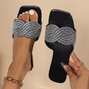 Fashion Summer New Flat Slides Women <b>Shoes</b> Comfortable Cute Casual Sandals Ladies Rhinestone Slipper - Product Image 4