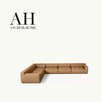 Canapé d'angle capitonné en tissu beige moderne de luxe AH avec chaise longue gauche et accoudoirs larges pour salon, maison, hôtel, appartement