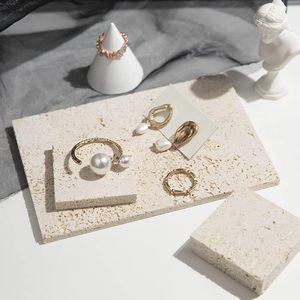 Thiết kế đơn giản tự nhiên travertine đá Vanity khay đá cẩm thạch phục vụ hội Đồng Quản Trị cho phòng tắm đồ trang sức Vanity khay - Product Image 1