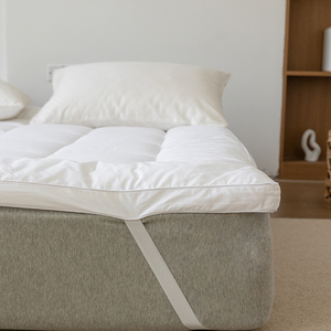 Quilted Fitted Mattress <strong>Topper</strong> Thicken Pad Top White Grey Mattress Cover with Deep Pocket Fitted Skirt Sheet - Product Image 2