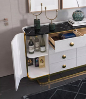 Buffet de luxe en acier inoxydable design salon buffet d'angle rond multifonction moderne Simple Table Console en marbre