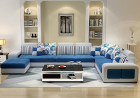 Sofá Cama para Sala de Estar, Juego de Muebles para el Hogar, Sofá Esquinero en Forma de U de Lujo, Estilo Moderno, Tapizado en Tela, 7 Plazas, Muebles para Dormitorio