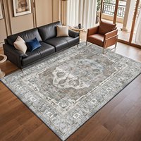 Tapis de salon moderne en polyester, doux, à motifs floraux, fabriqué à la machine, écologique, adapté aux animaux domestiques, lavable