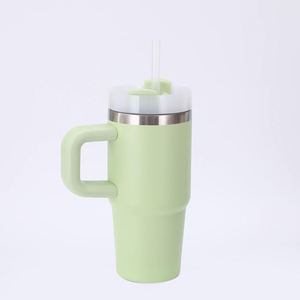 Gobelet isotherme en acier inoxydable de 14 oz pour enfants avec couvercle à paille droite et poignée, tasse de voyage - Product Image 6