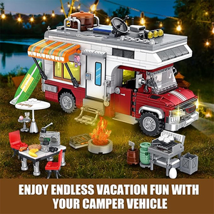 Bloques de Construcción Pequeños de 880 Piezas, Autocaravana Realista con Utensilios de Cocina para Exteriores y Luces, Juguete para Niños de 6 Años en Adelante - Product Image 6