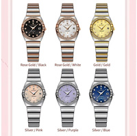 Poedagar Reloqio Montre de Luxe Femme Double Calendrier Lumineux Acier Fermoir Papillon Verre Trempé Étanche OEM ODM Faible MOQ