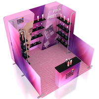 Stand d'exposition modulaire semi-fermé en alliage d'aluminium, grand support de toile de fond 100 % polyester 10x10 pour salons professionnels de beauté