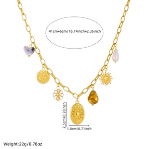 European American Style Retro Gold Plated Oval Sunflower Pendant Stainless Steel Chain Necklace Gift Jewelry - Product Image 4