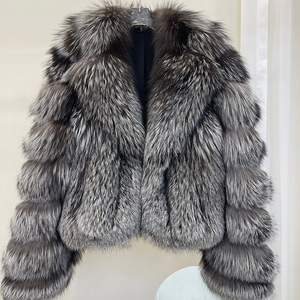 Áo khoác lông thú nữ thiết kế riêng, áo khoác lông cáo thật, kiểu ngắn tự nhiên - Product Image 1
